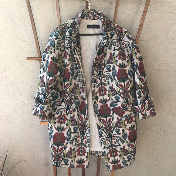 zara floral coat